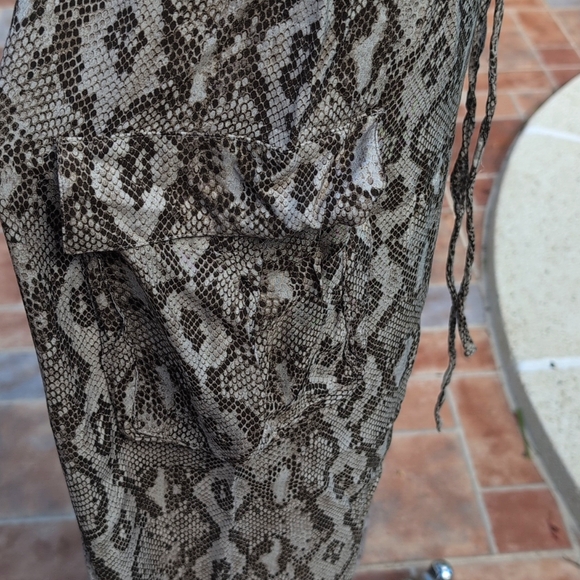 Zara, SET pants and top, viscose, brown animal print, ruffles, size L - Picture 3 of 11